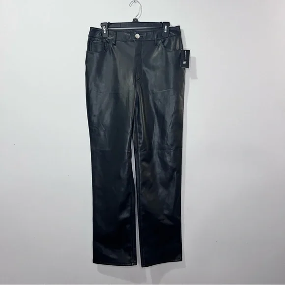 I.N.C International Concepts Women Size 10 Faux Leather Straight Leg Pants Black - Picture 3 of 9